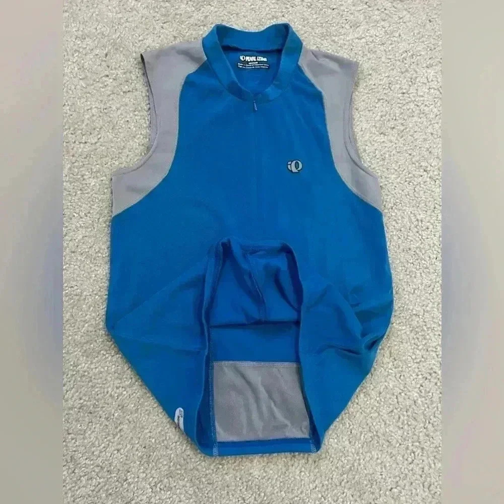 Pearl Izumi Jersey Sleeveless Shirt 1/4 Zip Size Medium Blue Cycling Biking 1803